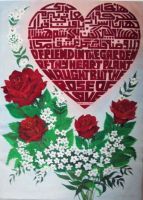studio1world bahai inspired art - Acquarelle painting: In the garden of thy heart plant naught but the rose of love